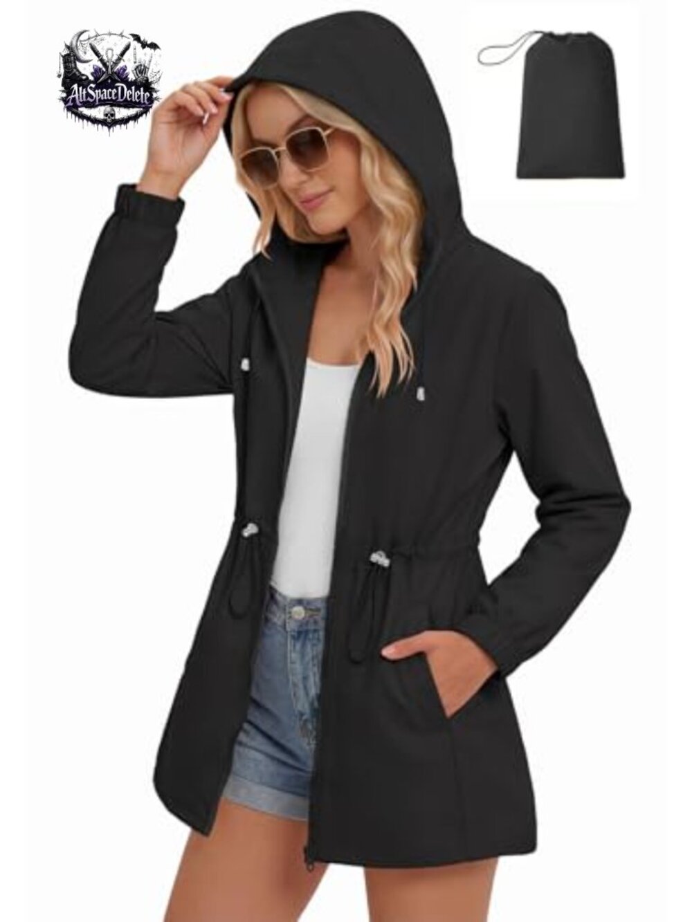 Lightweight Packable Waterproof Hooded Rain Jacket